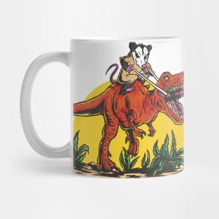 Opossum riding-t-rex Mug